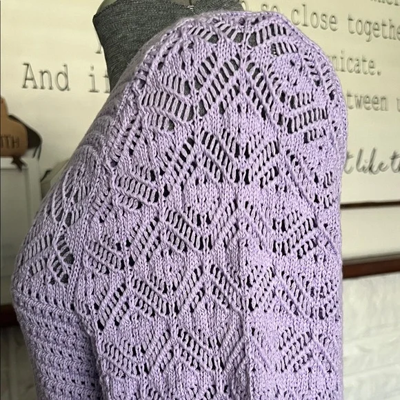 White House Black Market Lavender Knit Sweater - Picture 4 of 5